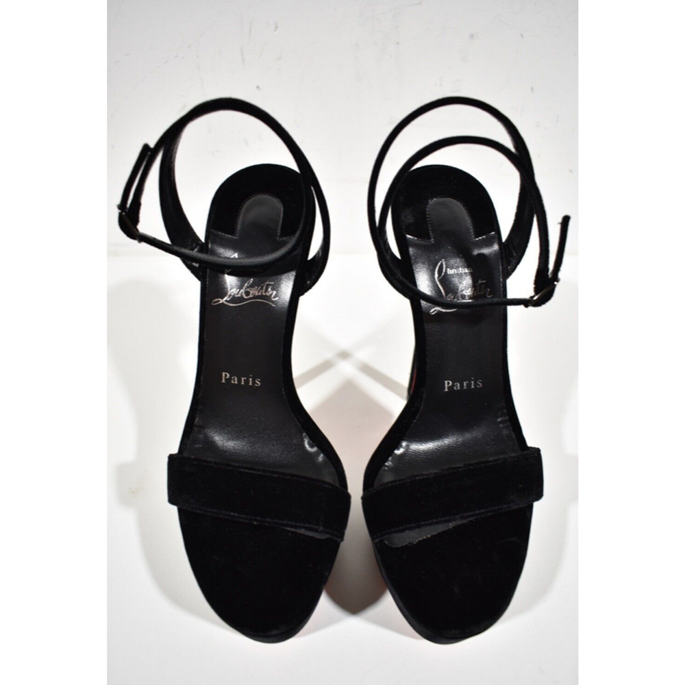 Christian Louboutin Loubi Queen Alta 150 Black Ankle Strap Sandal Heel Pump 40.5 - Picture 6 of 12